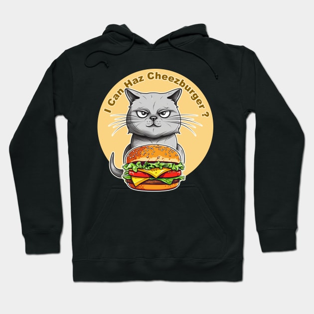 "I Can Haz a Cheeseburger" Meme Internet Culture Hoodie by GAMAS Threads